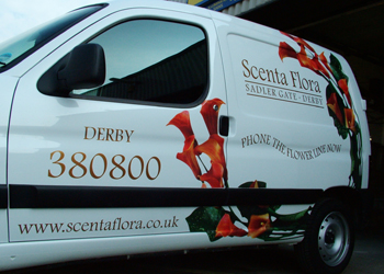 Scenta Flora vehicle lettering in derby