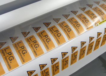 vinyl labels being printed